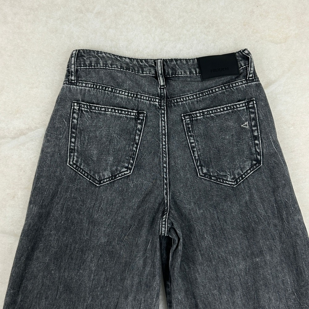 Hidden Los Angeles Jeans Womens 25‎ Washed Black Wide Leg Raw Hem Soft Cotton - Picture 6 of 16